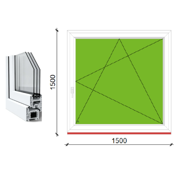 150x150 bukó-nyíló műanyag ablak